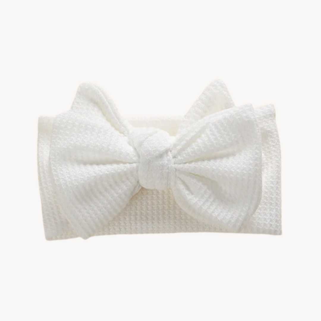 Chunky Waffle Bow Headband | Snow