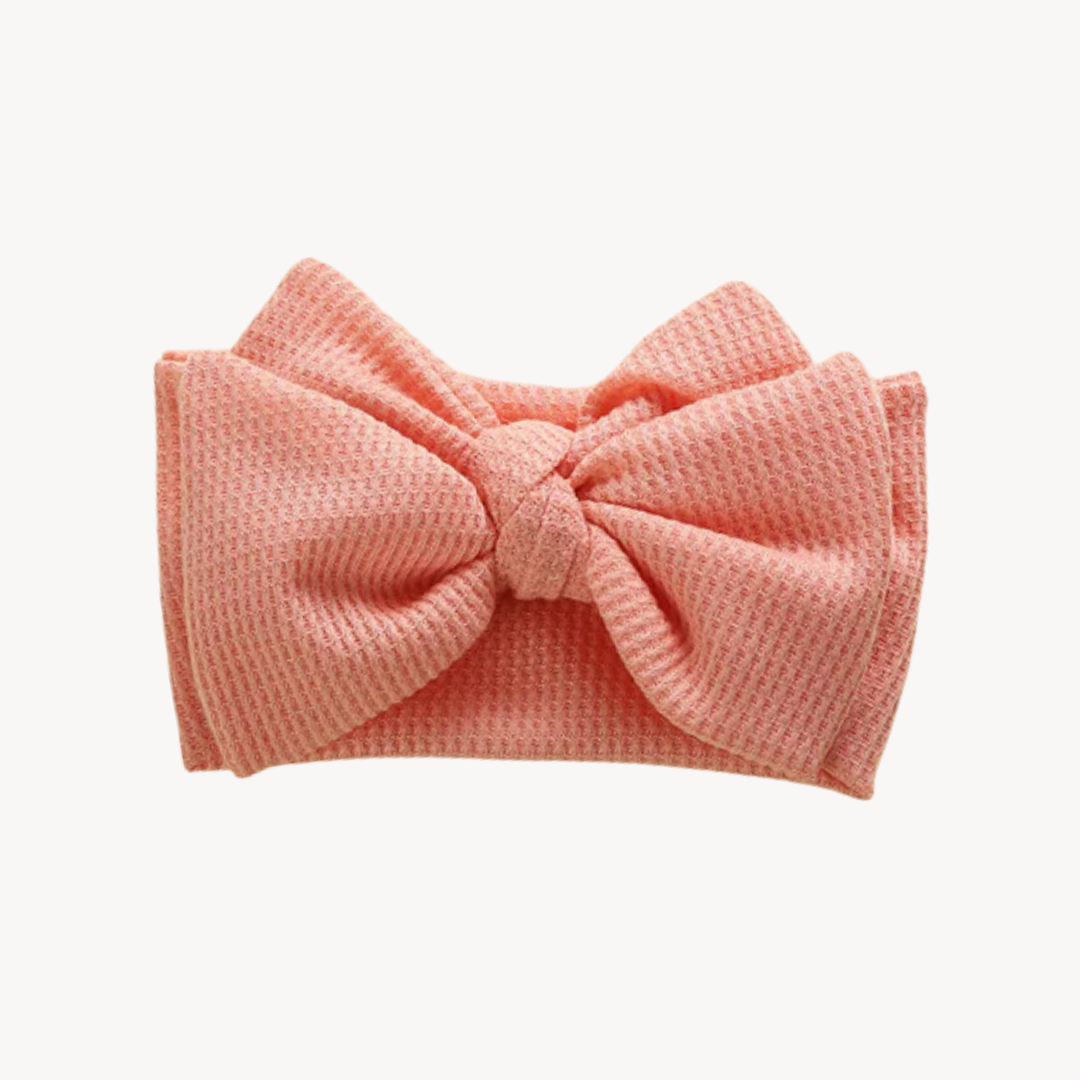 Chunky Waffle Bow Headband | Coral