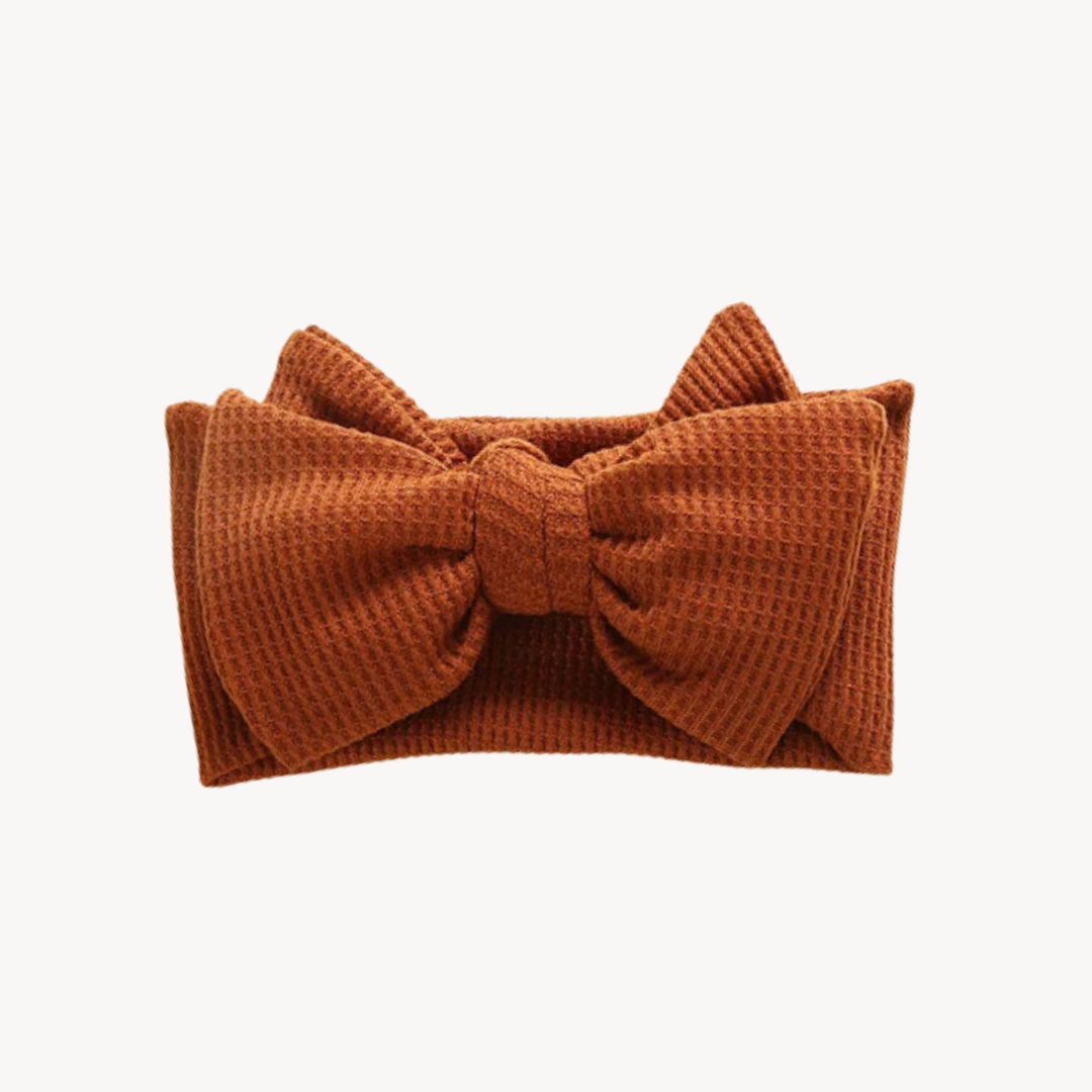 Chunky Waffle Bow Headband | Pumpkin