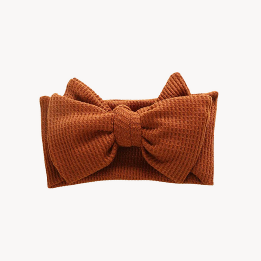 Chunky Waffle Bow Headband | Pumpkin