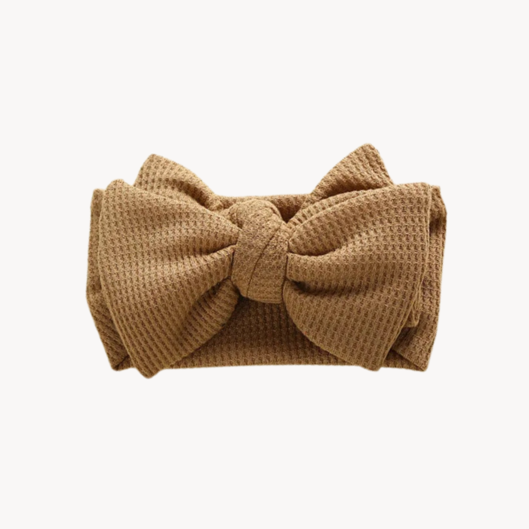 Chunky Waffle Bow Headband | Camel