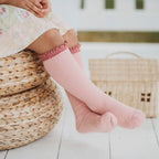 Blush + Mauve Lace Top Knee High Socks | Little Stocking Co