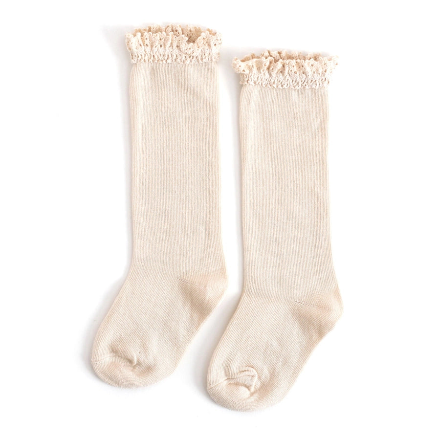 Vanilla Lace Top Knee High Socks | Little Stocking Co