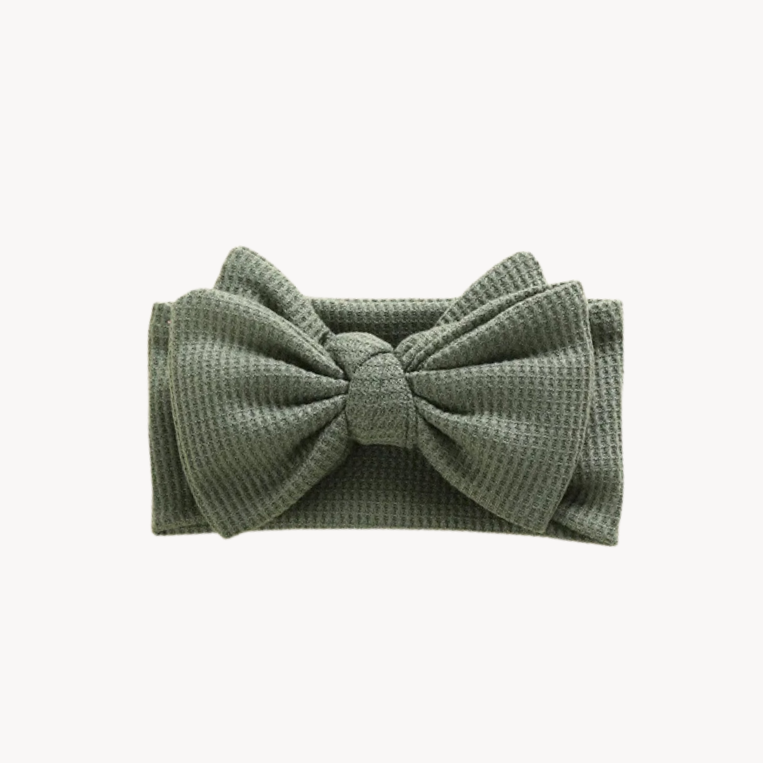 Chunky Waffle Bow Headband | Olive