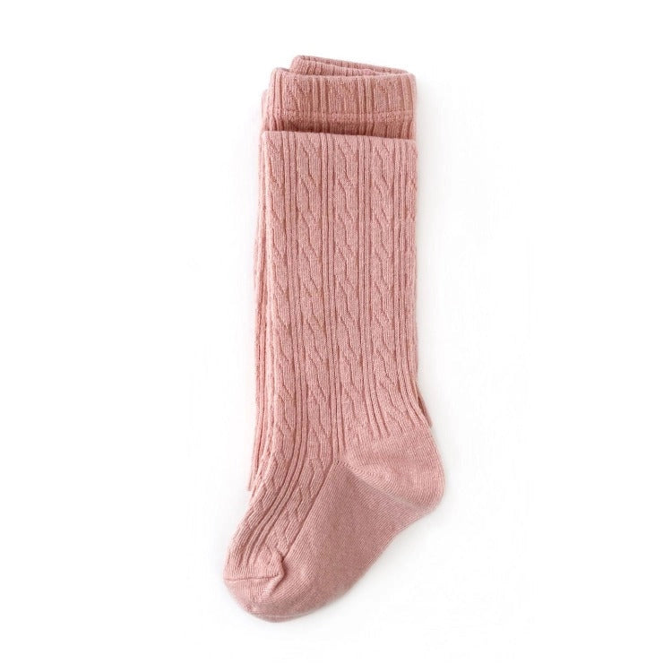 Blush Cable Knit Tights | Little Stocking Co