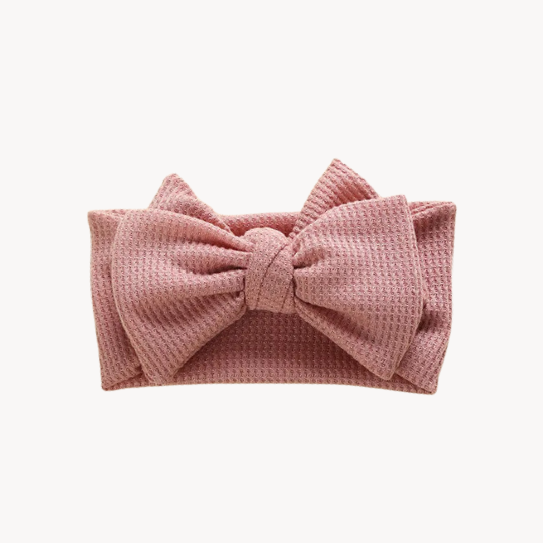 Chunky Waffle Bow Headband | Rose