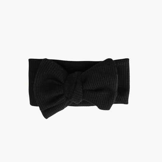 Chunky Waffle Bow Headband | Onyx