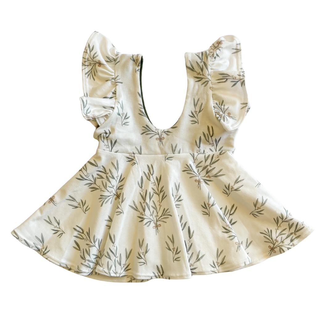 Mistletoe | Organic Cotton Ruffle Pinafore Mini Dress