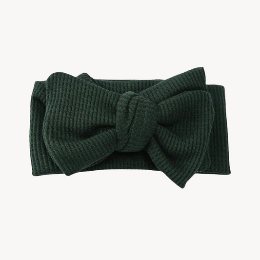 Chunky Waffle Bow Headband | Forest