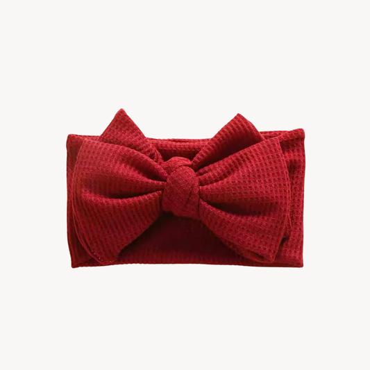 Chunky Waffle Bow Headband | Cranberry